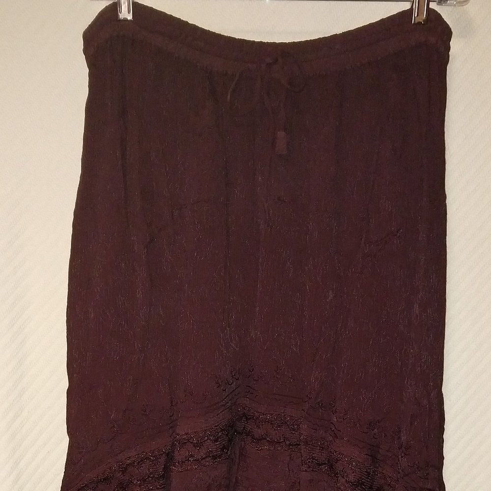 Hippie boho renaissance high-low skirt brown asymmetrical hem 1X 2X 3X 4X 5X
